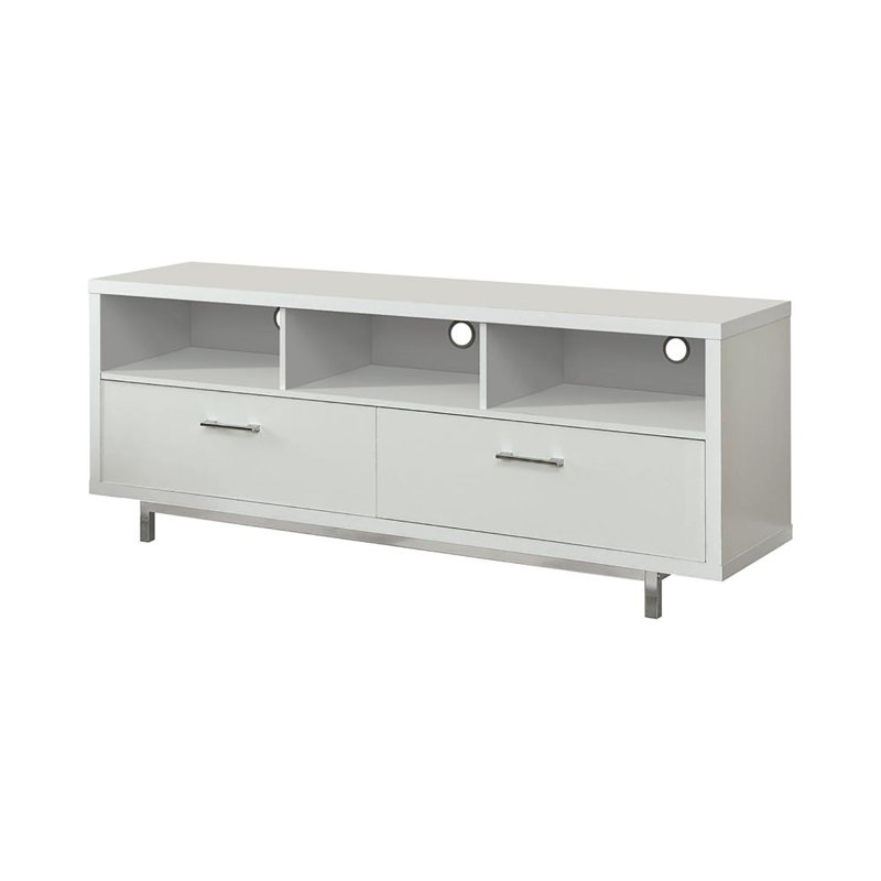 Console de rangement avec tiroir et télévision, Blanc