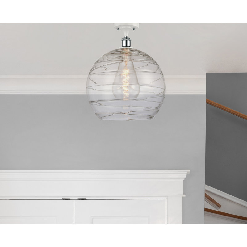 Plafonnier semi-encastré 1 lumière 8 po Anie, Ampoule non incluse, Blanc / chrome poli, H 15 po x l 10 po x P 10 po