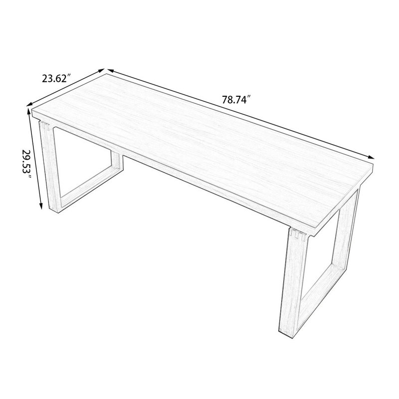 Brown Rectangular Solid Wood desk, 29.53" H x 78.74" W x 23.62" D
