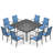 9 Piece Patio Dining Set, Outdoor Dining Table And Chairs Set For 8, 8 PVC-coated polyester Chairs, 1 Iron Square Table With Adjustable Umbrella Hole (1.57"-1.97"), Patio Furniture Set For Deck, Backyard, Lawn, Poolside-124340963