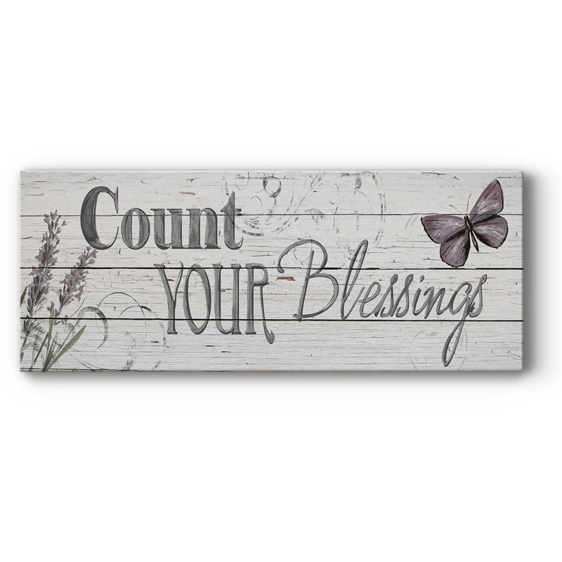 «Count Your Blessings» sur toile, H 8 po x l 20 po x P 1,5 po