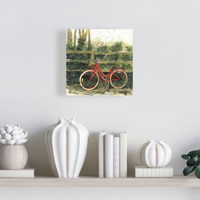 Rustic Red Bike Canvas - Riding in the Woods Home Decor