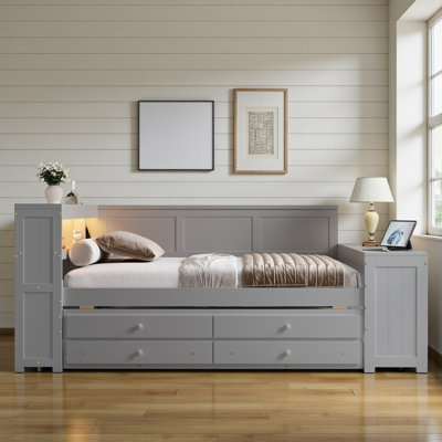 Full Daybed With Trundle, Desk, Charging Station And Storage by Latitude Run