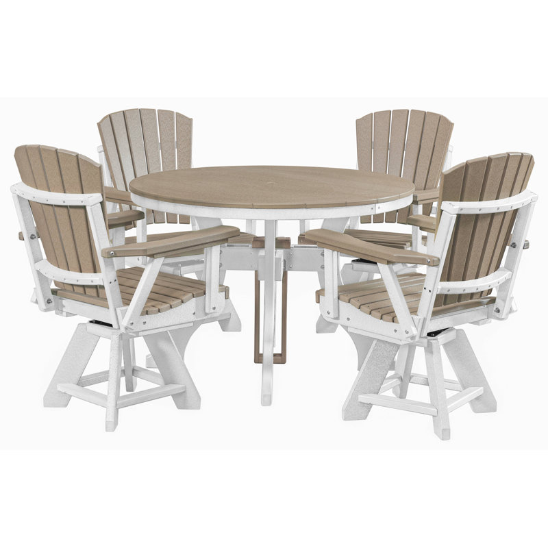 Alsworth 4 - Person Patio Dining Set with Round Table, Black/Brown