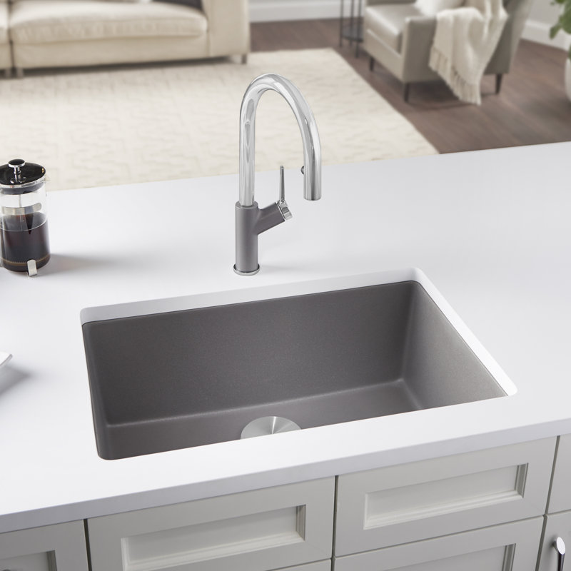 Precis SILGRANIT 27" L x 17.75" W Undermount Kitchen Sink, Café Brown