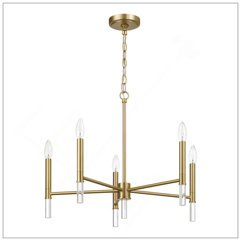 Courtyard Five Light Brass Candle Light Chandelier