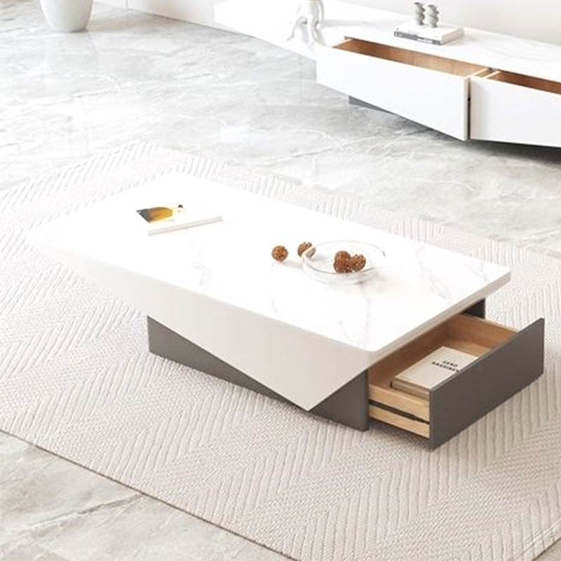 Table à thé Rock Board High Sense Creative, H 13,78 po x L 47,24 po x l 23,62 po, Blanc