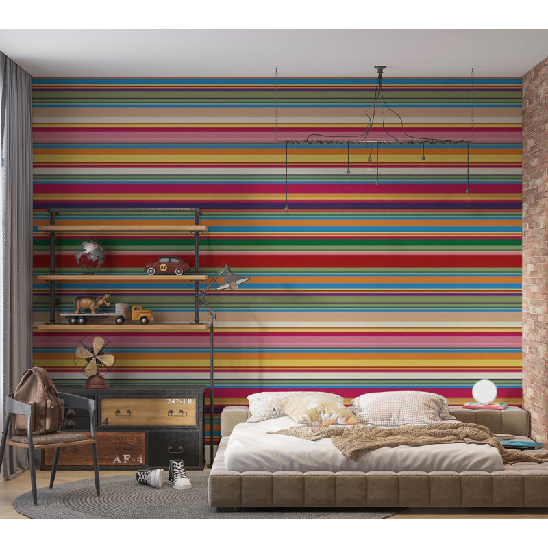Striped Wall Mural, 90" L x 118" W