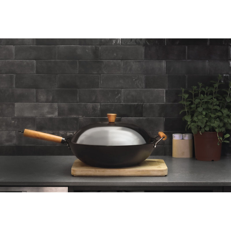 Wok en acier avec carbonisation JIA Companion - 30 cm