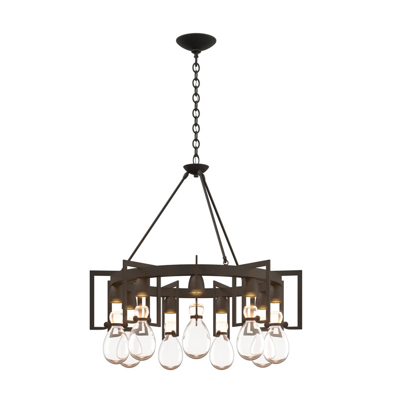 Apothecary 9 - Light Unique / Statement Wagon Wheel Chandelier, Natural Iron