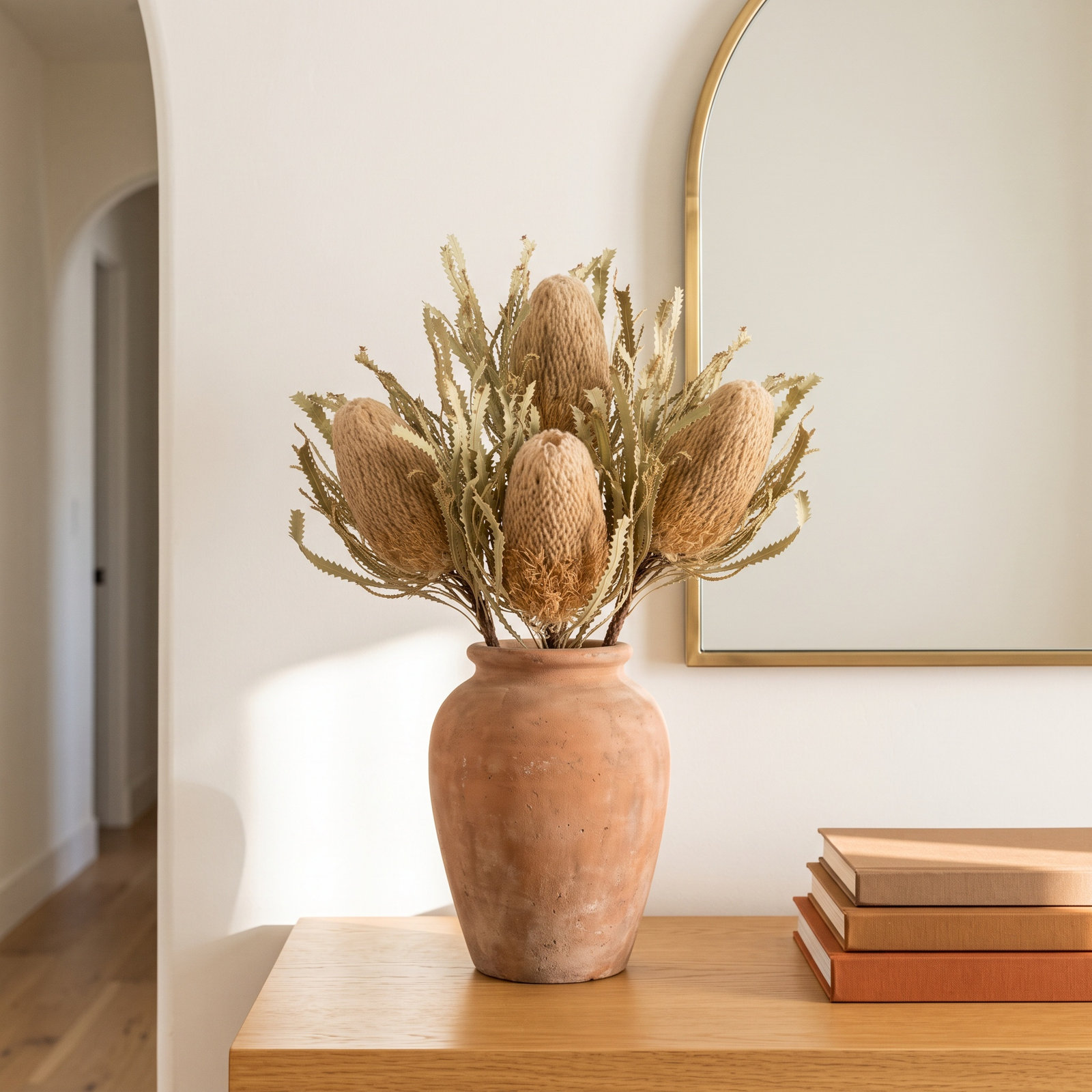 Dried Banksia Floral Stems, Natural