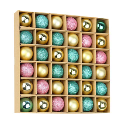 3cm36pcs Boxed Christmas Balls Painted Special Shaped Balls Christmas Tree Decorations Pendants Plastic Matte Balls