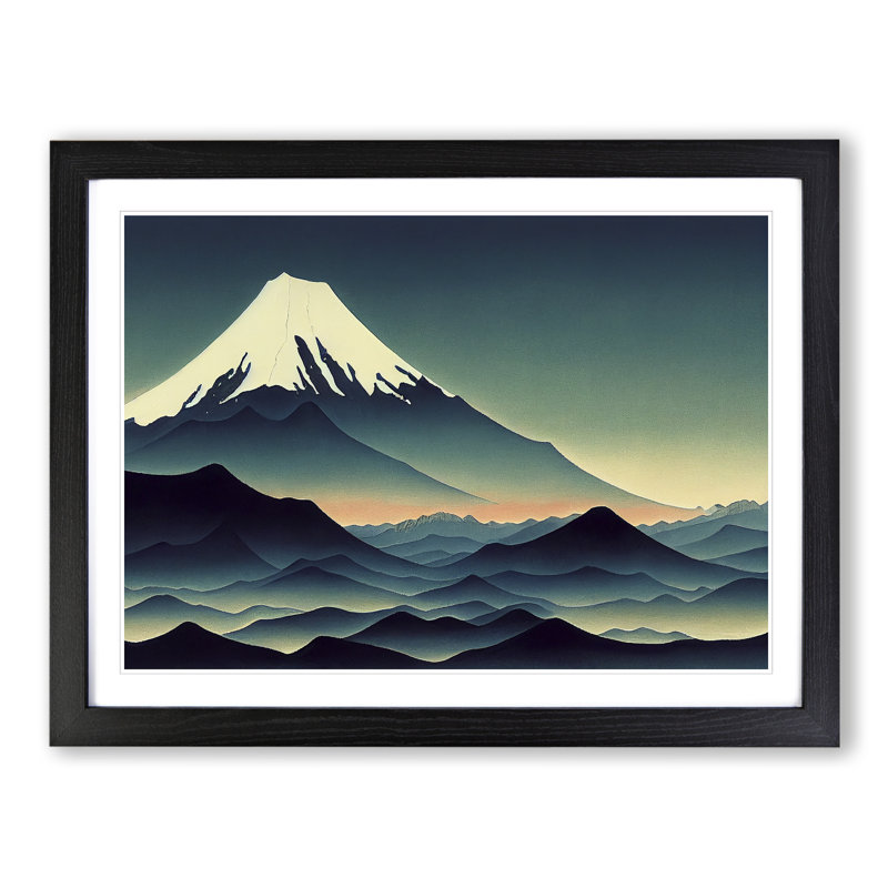 XH1022-6801X Passionate Japanese Mountains - Single Picture Frame Print, Black, 46cm H x 64cm W x 2cm D