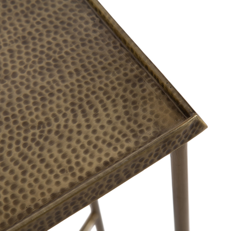 Mazure Narrow Side Table with Hammered Metal Tabletop, Gold