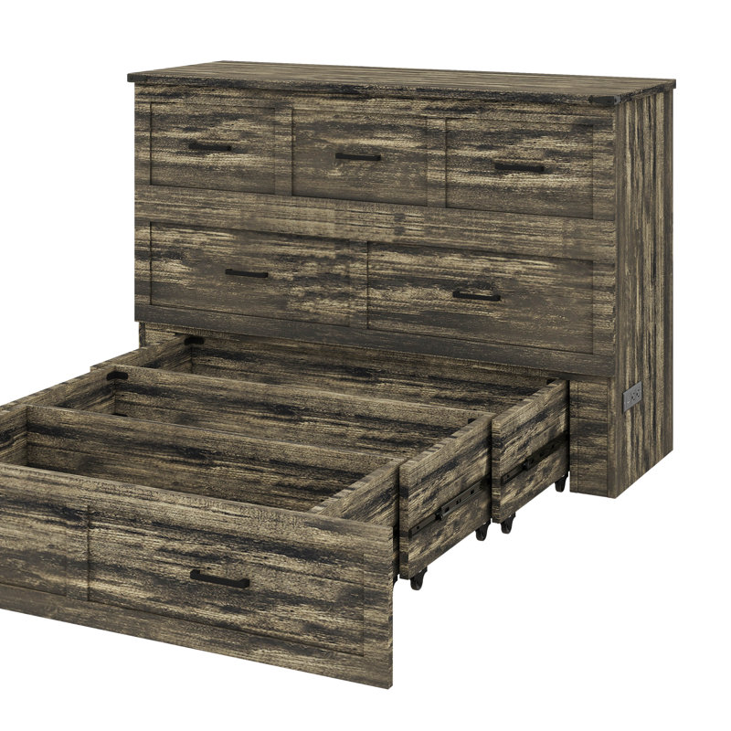 Armoire-lit escamotable avec installation de chargement Murphy, Rustic Grey, Grand