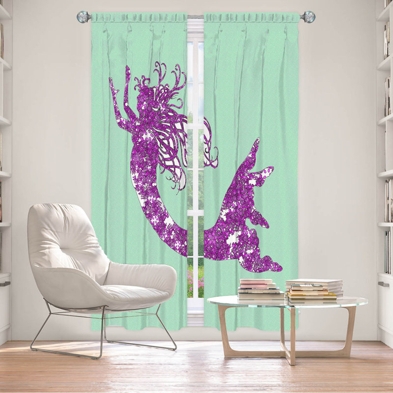 Paire de rideaux obscurcissant en polyester Rossy, L 20 po x L 82 po, Menthe / violet / vert
