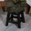 Marchepied en bois sculpté, papillons, espresso-1254703848