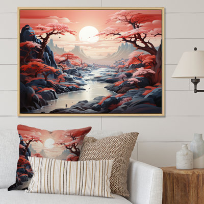 «China Mountain and River Landscape Bliss III», art mural Chine