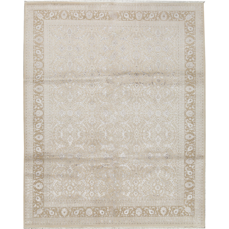 Hand-Knotted High-Quality Beige and Cream Area Rug