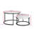 Round Nesting Coffee Table Set Of 2, Modern Side End Tables With Marble Pattern And Metal Frame, Modern Coffee Table With Hidden Compartment For Living Room, Apartment, Office-109723233