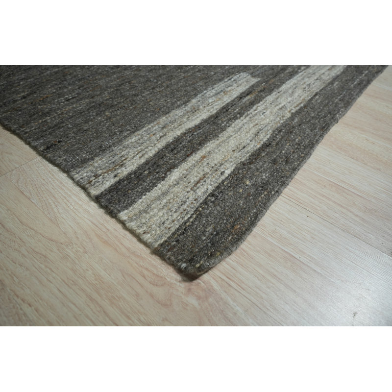 Tapis brun en laine tissé à plat Iyah, Rectangle 9 pi x 12 pi