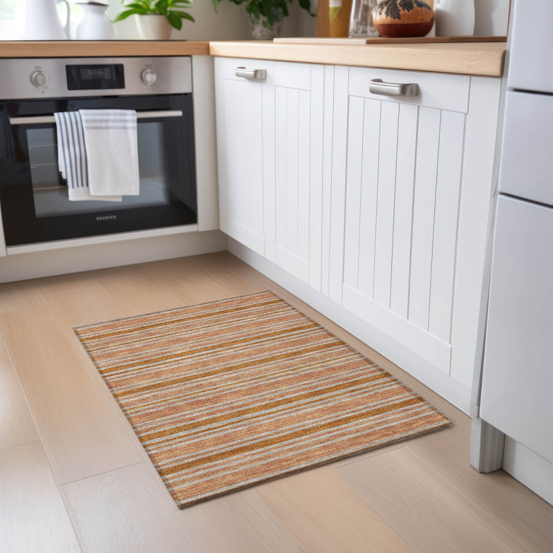 Kinslee Washable Striped Indoor / Outdoor Rug, Rectangle 1'8" x 2'6"