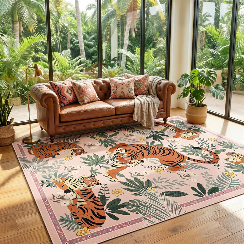 Tapis lavables à la machine Lochas, Rectangle 8 pi x 10 pi, Rose