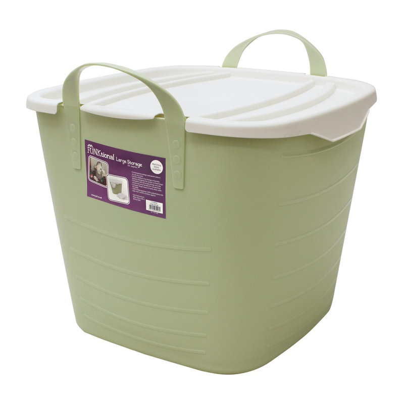 JVL Plastic Decorative Bin, Green, 25L