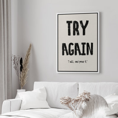 Essayez à nouveau, impression sur toile encadrée pour chambre principale