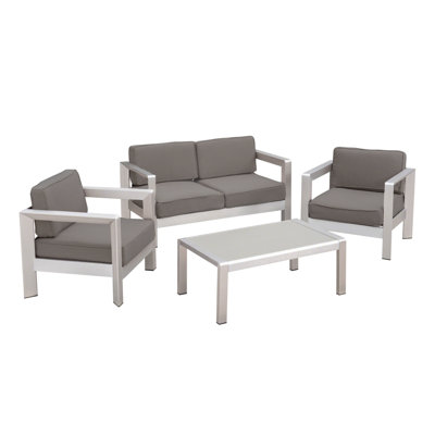 Akeyra 4 - Person Patio Conversation Set with Cushions