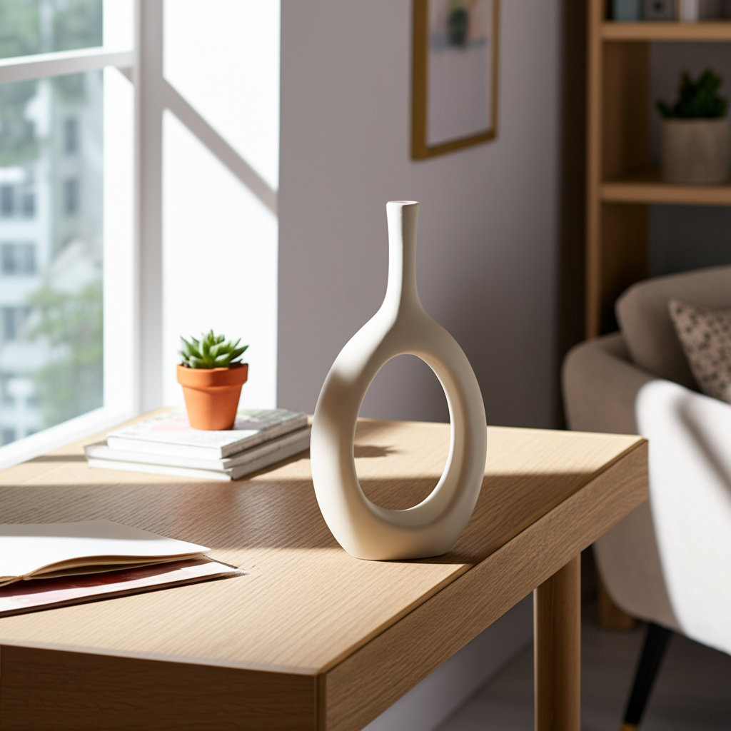 Ceramic Circle Cut-Out Contemporary Round Vase Wade Logan® 