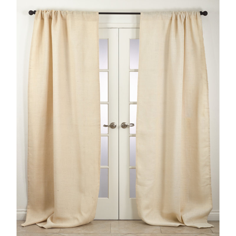 Arilene Jute Semi Sheer Curtain Single Panel, Ivory, 42" x 108"