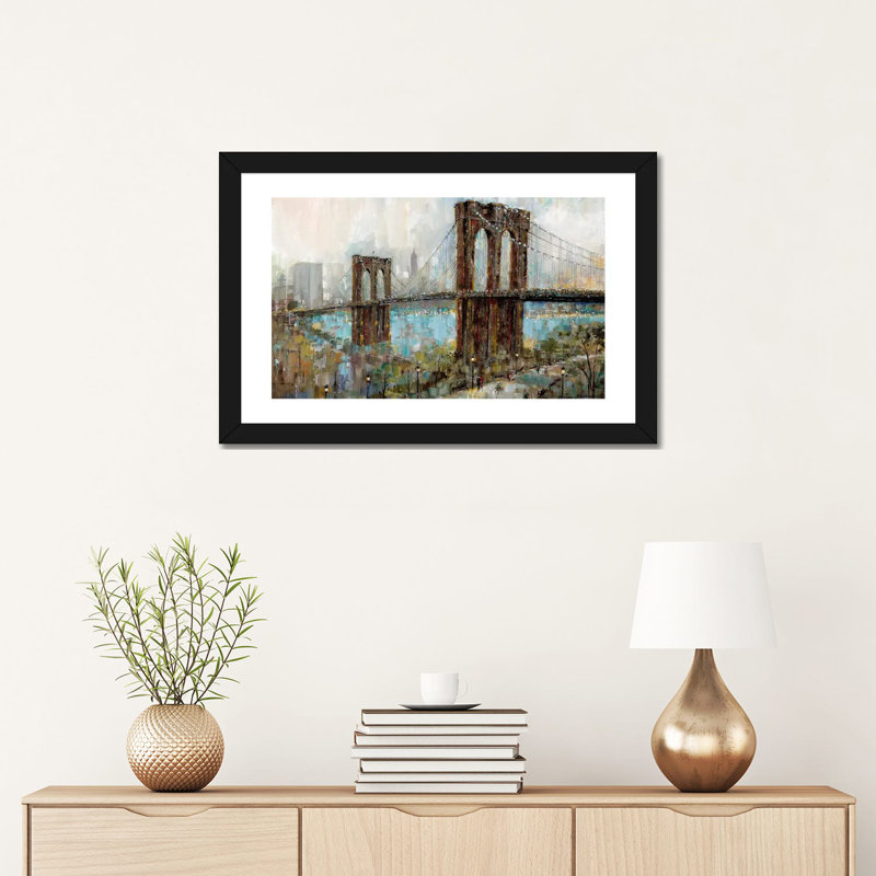 «View from the Promenade» par Ruane Manning - reproduction d'art, H 16 po x l 24 po x P 1 po, Papier encadré noir, Blanc