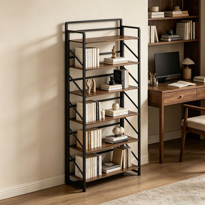 Bibliothèque pliante en bois 6 niveaux, Brown
