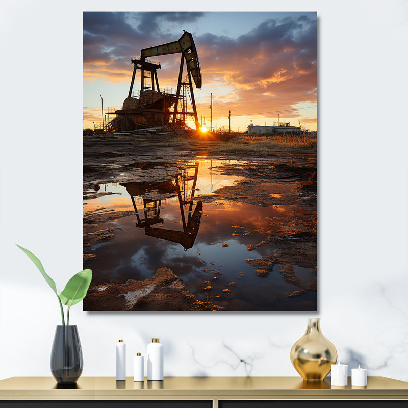 «Sunset on Drilling Rig Horizon I», reproduction sur toile, Toile tendue, H 40 po x l 30 po