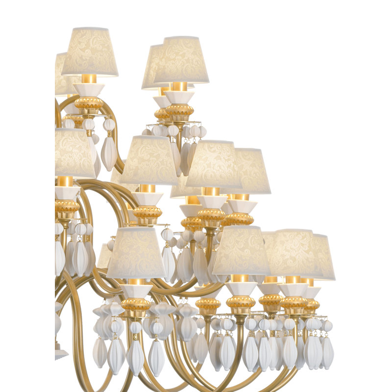 Lustre à niveaux ombré 40 lumières Belle de Nuit, Or