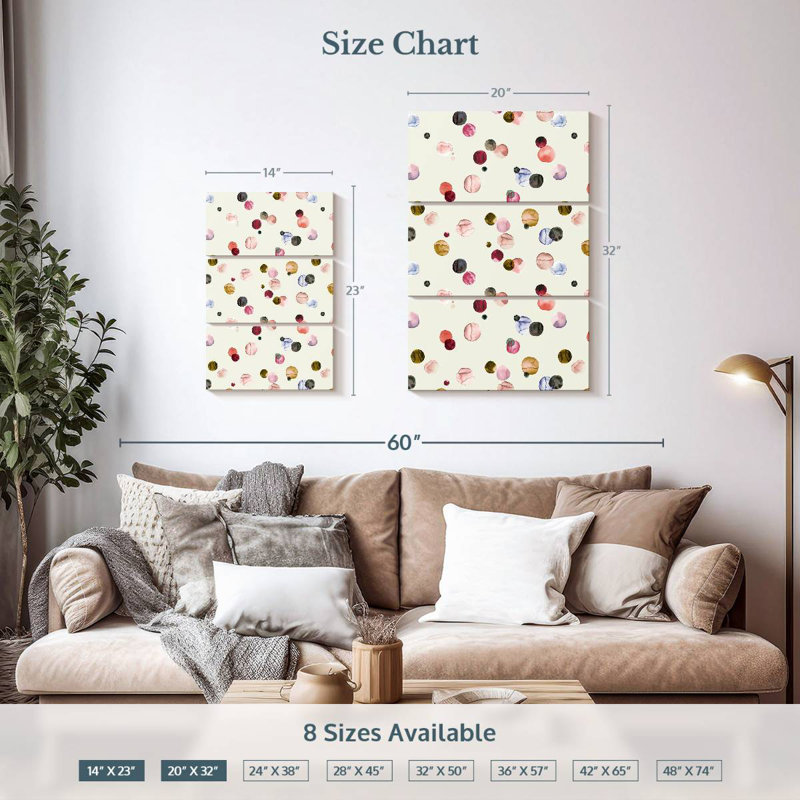 Multicolore à pois aquarelle Avery, H 32 po x l 20 po