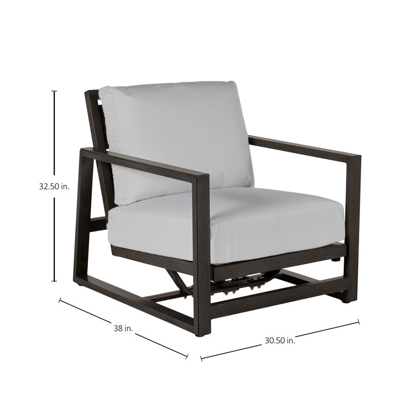 Avondale Patio Lounge Chair with Cushions, No Welt + Standard Fill, Linen Snow, Slate Gray
