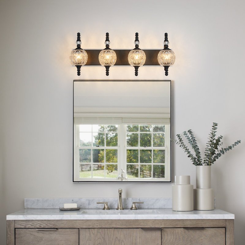 Éclairage de meuble-lavabo mural rétro à intensité variable (ampoule non incluse), Noir mat, 4