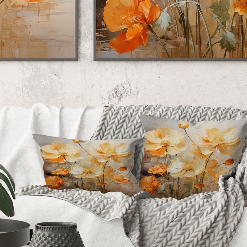 Coussin Peach Buttercups Romantic Impression I - Buttercups