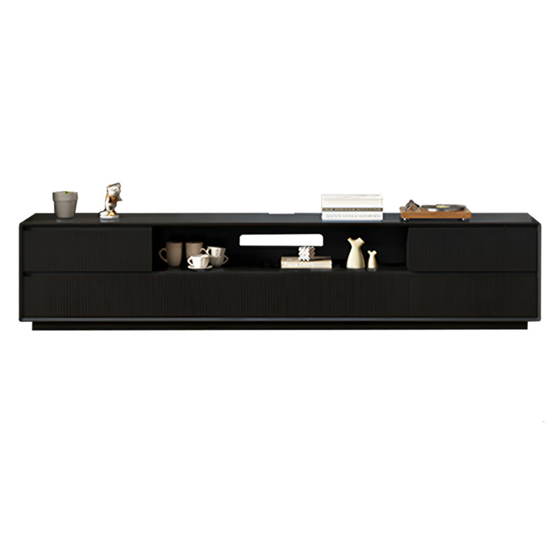 Meuble télé Modern, Noir, H 19,68 po x L 86,61 po x l 15,75 po