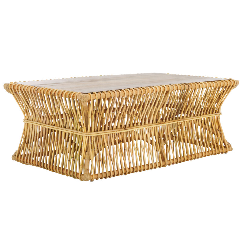 Locke Solid Wood Top Coffee Table, Natural Golden Brown