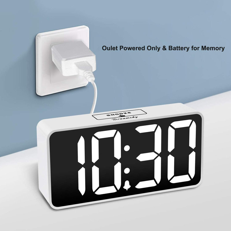 Alarm Clock For Bedroom, Large Big Numbers Display With Brightness Dimmer, Electric Bedside Desk Clock With USB Charging Port