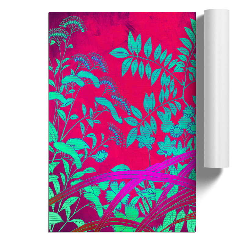 Floral Mural Maroon - No Frame Print, 30cm H x 21cm W x 0.1cm D