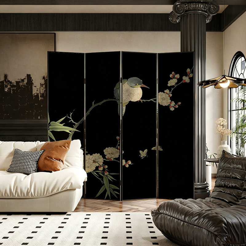 Paravent pliable en aluminium avec toile noire, H 78,74 po x l 70,87 po x P 0,98 po
