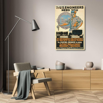 «The U.S. Engineers Need You» par George Carlson - Art mural sur toile tendue avec châssis