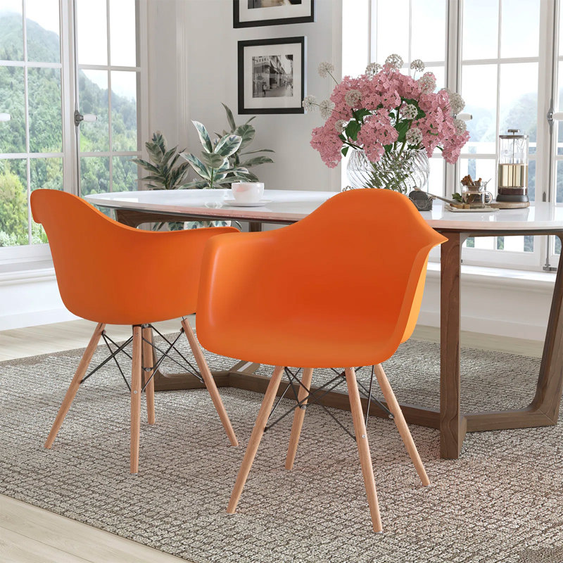 Chaise avec accoudoirs Chaya, Orange