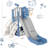 6 In 1 Toddler Slide Playset, Indoor Outdoor Climbing Toy with Basketball Hoop-101175387