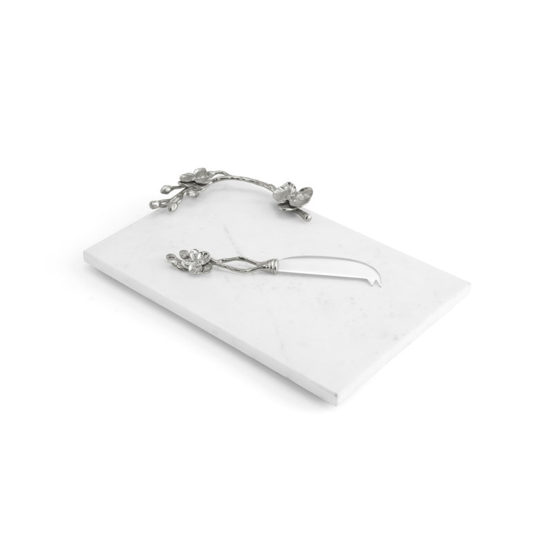 White Orchid Small Cheese Board with Knife