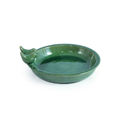 Handmade Ceramic Bird Bath with Bird Figurines for Yard and Patio 11.8 Inch